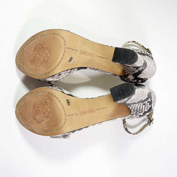 VINCE CAMUTO Sathina Snakeskin Embossed Leather High Heel Sandals 7.5M - Picture 7 of 10